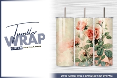 Watercolor roses with leaves tumbler png Product Image 1