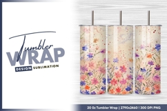 Watercolor floral pattern with red dots background tumbler Product Image 1