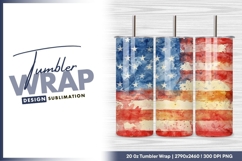 Watercolor american flag patriotic illustration tumbler png Product Image 1