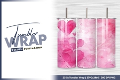 Pink watercolor hearts love tumbler png Product Image 1