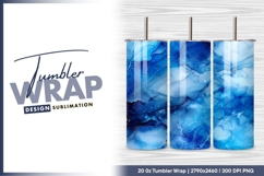 Blue ink alcohol painting background tumbler png Product Image 1