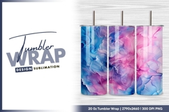Pink and blue abstract alcohol ink swirls tumbler png Product Image 1