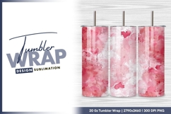 Pink hearts abstract watercolor textured tumbler png Product Image 1
