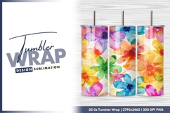 Colorful watercolor floral seamless pattern tumbler png Product Image 1
