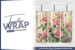 Vintage pink roses tumbler png illustration Product Image 1
