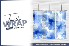 Blue hibiscus flower seamless pattern tumbler png Product Image 1