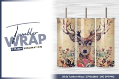 Ornate deer with floral accents tumbler png Product Image 1