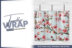 Embroidered cherry blossom branches seamless tumbler png Product Image 1