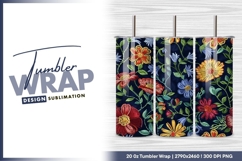 Floral embroidery detailed seamless pattern tumbler png Product Image 1