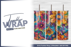 Groovy colorful floral pattern tumbler png Product Image 1
