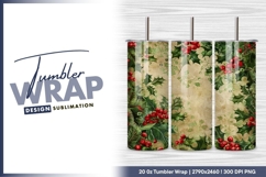 Vintage christmas holly berries background for tumbler Product Image 1