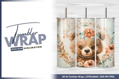 Cute floral bear portrait art tumbler png Product Image 1