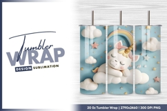 Cute unicorn sleeping on cloud with rainbow tumbler png Product Image 1