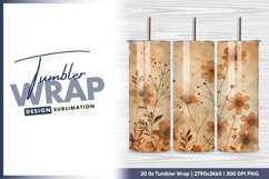 Elegant floral watercolor design tumbler png Product Image 1