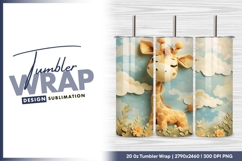 Cute giraffe with clouds and flowers tumbler png Product Image 1