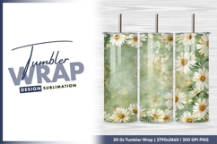 Daisy flower frame on green grunge tumbler png Product Image 1