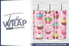 Colorful cupcakes pink background festive tumbler png Product Image 1