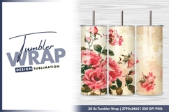 Vintage roses floral design tumbler png Product Image 1
