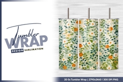 Floral pattern with orange and white flowers tumbler png Product Image 1
