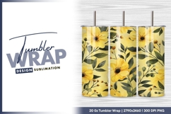 Yellow floral seamless pattern with green leaves tumbler png Product Image 1