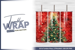 Decorated christmas tree on red holiday tumbler png Product Image 1