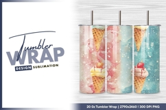 Watercolor Ice Cream Cones with Strawberries tumbler png Product Image 1
