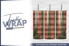 Christmas Plaid Background with Greenery tumbler png Product Image 1