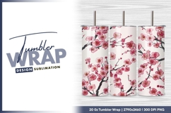 Embroidered Pink Cherry Blossom Branches on tumbler png Product Image 1
