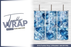 Blue and Clear Glass Hearts Seamless Pattern tumbler png Product Image 1