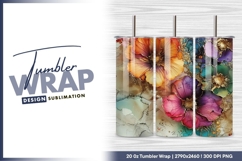 Watercolor Floral Composition with Gold tumbler png Product Image 1
