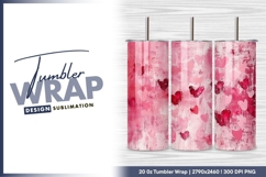 Painted Hearts in Shades of Pink and Red on tumbler png Product Image 1