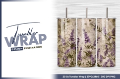 Lavender Flowers Against Textured Beige tumbler png Product Image 1