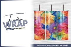Watercolor Floral Pattern in Vibrant Rainbow Colors tumbler Product Image 1