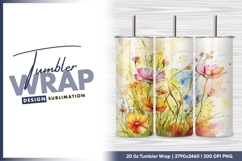 Watercolor Cosmos Flowers in Vibrant Colors tumbler png Product Image 1