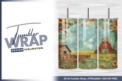 Farm Scene Illustration with Barn Windmill tumbler png Product Image 1