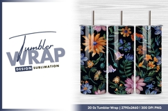 Embroidered Floral Pattern with Orange Pink tumbler png Product Image 1