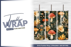 Watercolor Autumnal Pattern with Mushrooms tumbler png Product Image 1