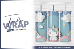 Cute Unicorn with Clouds Stars and Rainbow on tumbler png Product Image 1