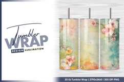 Watercolor Floral Background with Pink and tumbler png Product Image 1