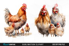 Watercolor Family Chicken PNG Clipart Product Image 1