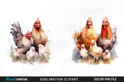 Watercolor Family Chicken PNG Clipart Product Image 1