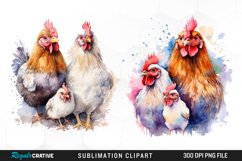Watercolor Family Chicken PNG Clipart Product Image 1