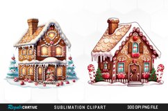 Watercolor Gingerbread House Sublimation Design Product Image 1
