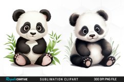 Watercolor Baby Panda PNG Set Product Image 1