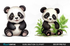 Watercolor Baby Panda Clipart Set Product Image 1