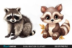 Watercolor Cute Raccoon Sublimation Art Clipart Product Image 1