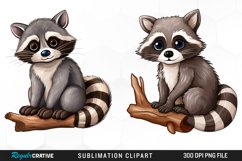 Watercolor Cute Raccoon PNG Clipart Product Image 1