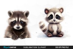 Watercolor Cute Raccoon Image Clipart Product Image 1