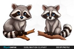 Watercolor Cute Raccoon Clipart Product Image 1
