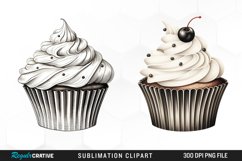 Watercolor Vintage Cupcake set Clipart Product Image 1